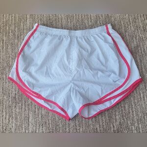 NIKE ATHLETIC SHORTS with LINER DRI FIT GYM RUN WHITE PINK MEDIUM